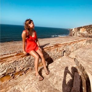 Red Romper with Pockets